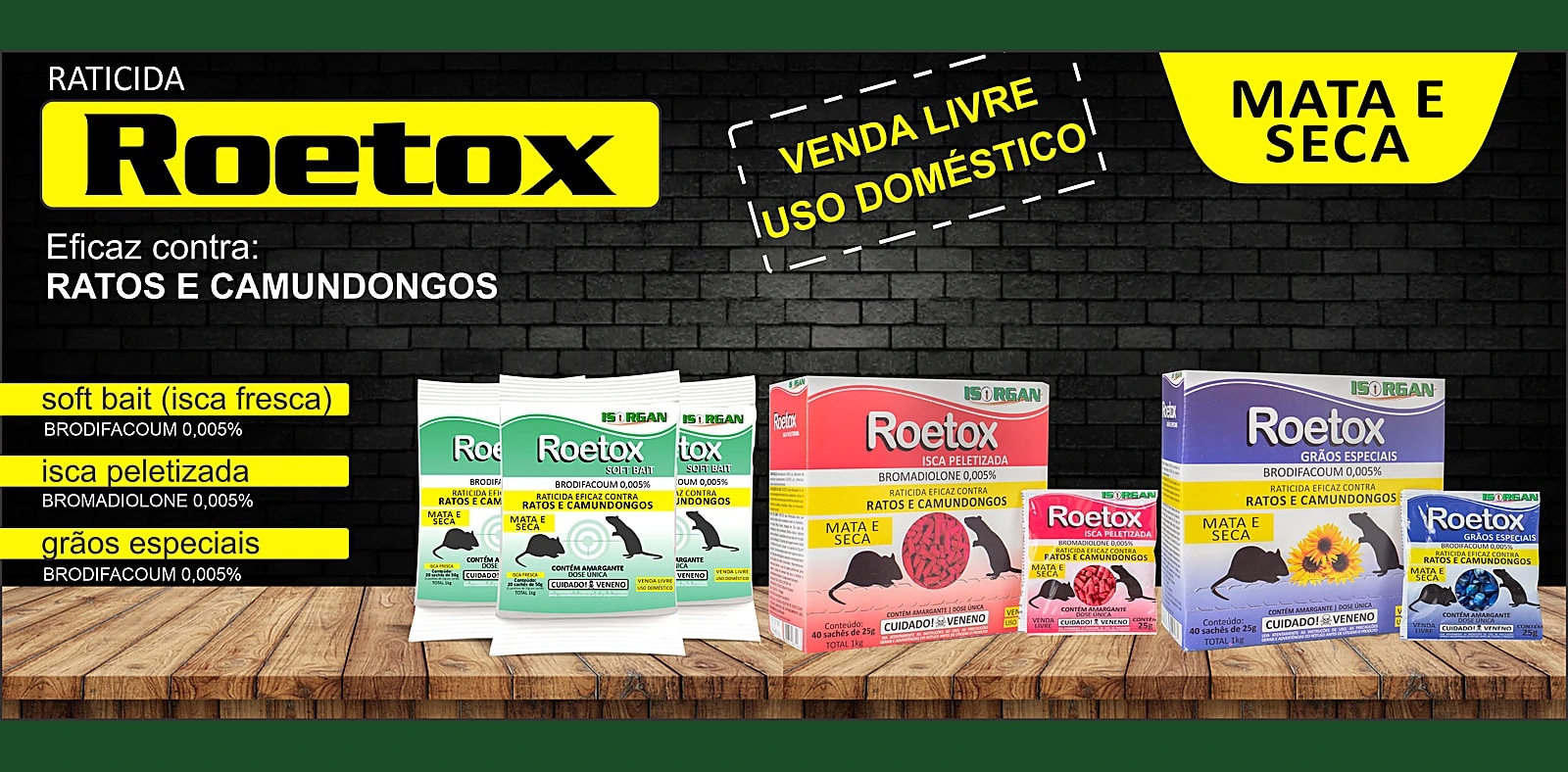 Roetox — Controle eficaz de ratos e camundongos.