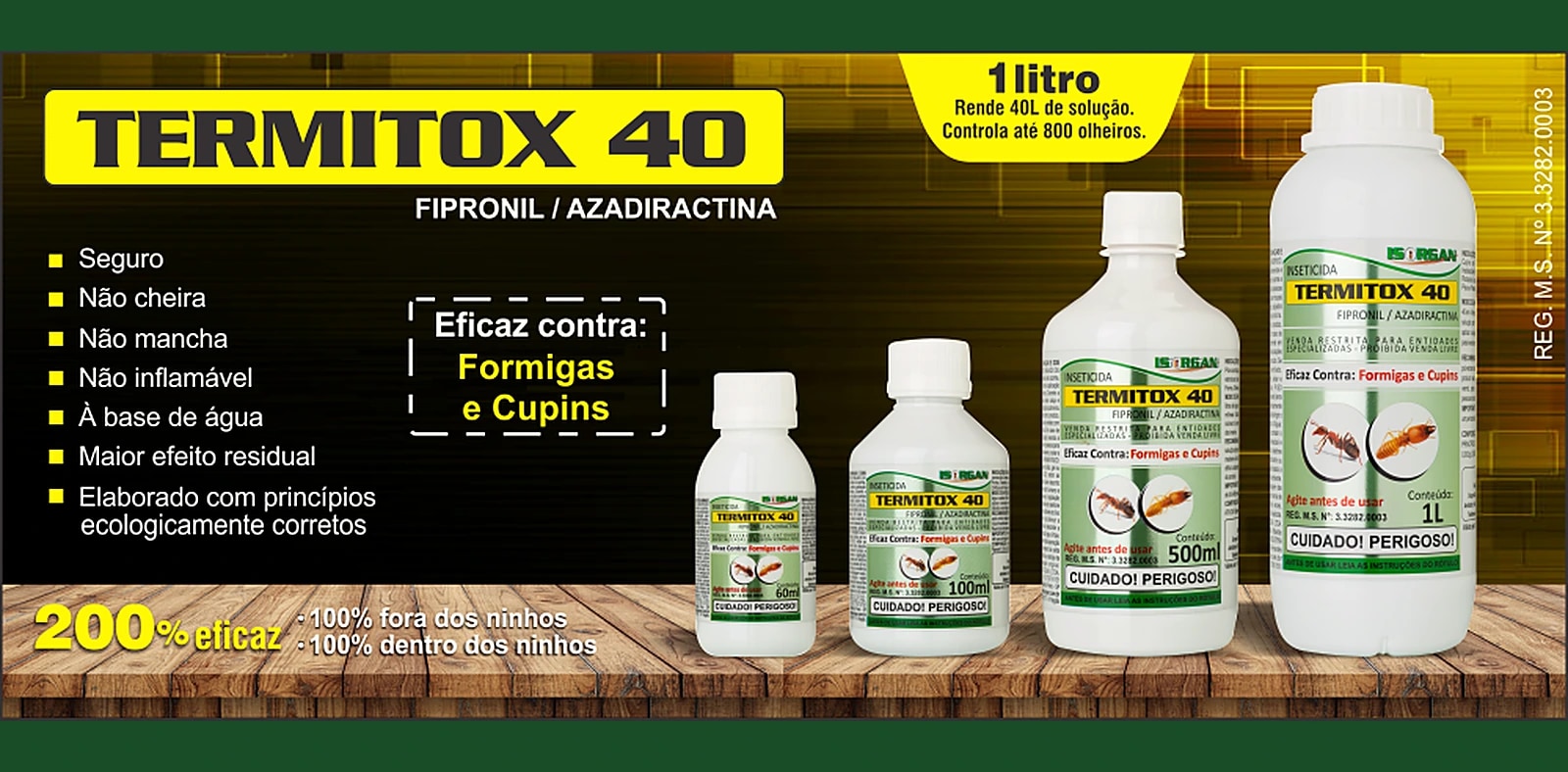 Termitox 40 — Eficaz contra formigas e cupins.